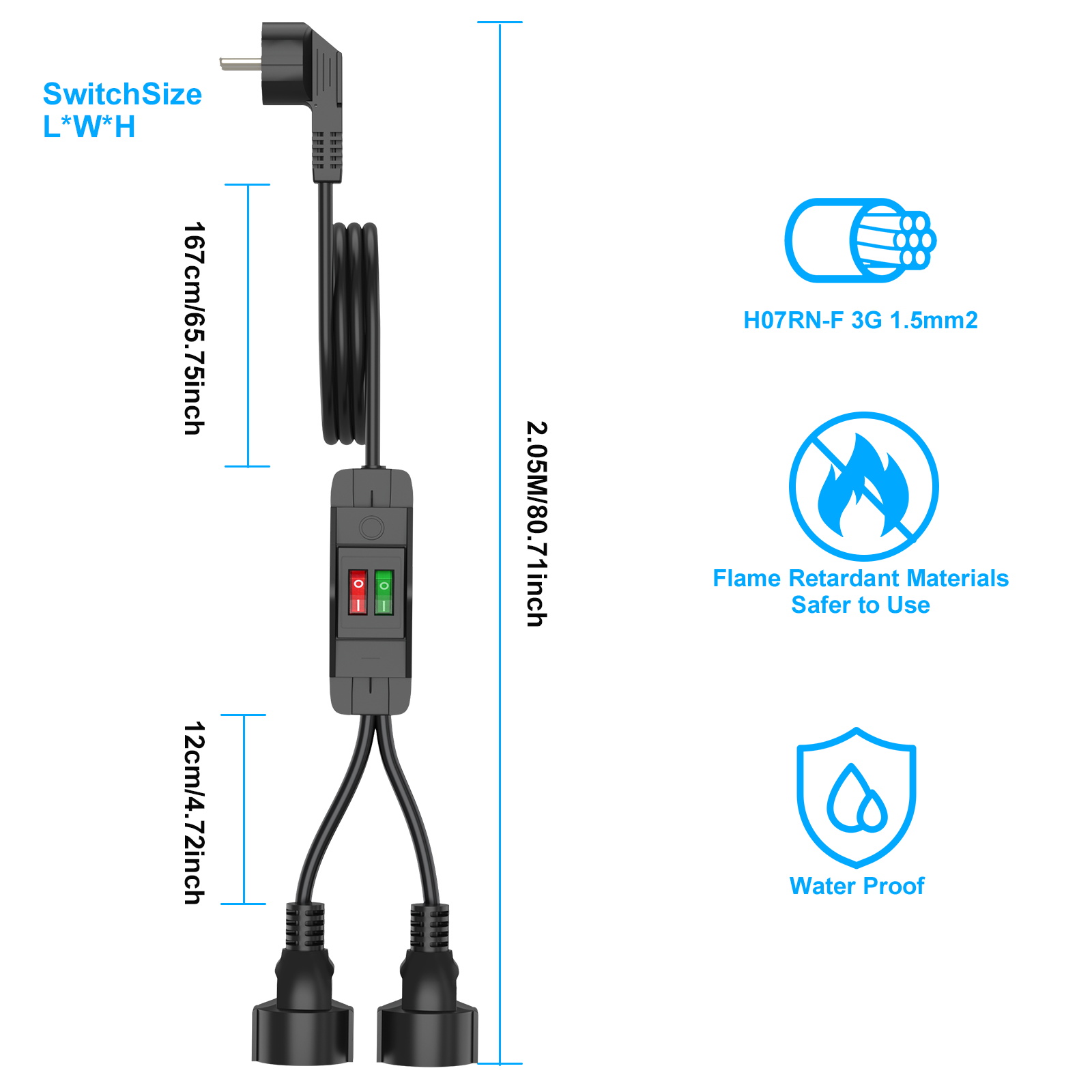 EU 플러그 연장 코드 ON/OFF 스위치 포함 0.4 - Extension Cord Outdoor 리뷰 및 가격