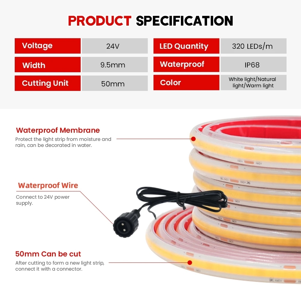 24V COB 스트립 IP68 방수 화이트 태양광 플렉 - Outdoor Power Strip Weatherproof 리뷰 및 가격