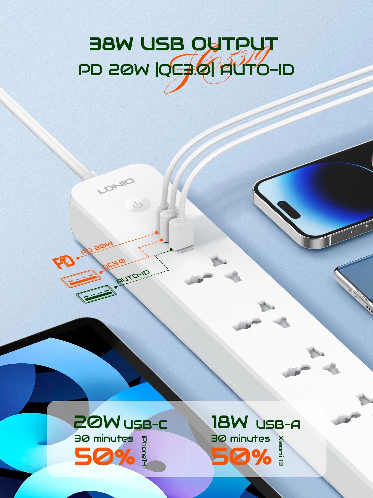 LDNIO 주방 가정용 익스텐션 케이블, 2500W 멀 - Outdoor Usb Power Strip 리뷰 및 가격